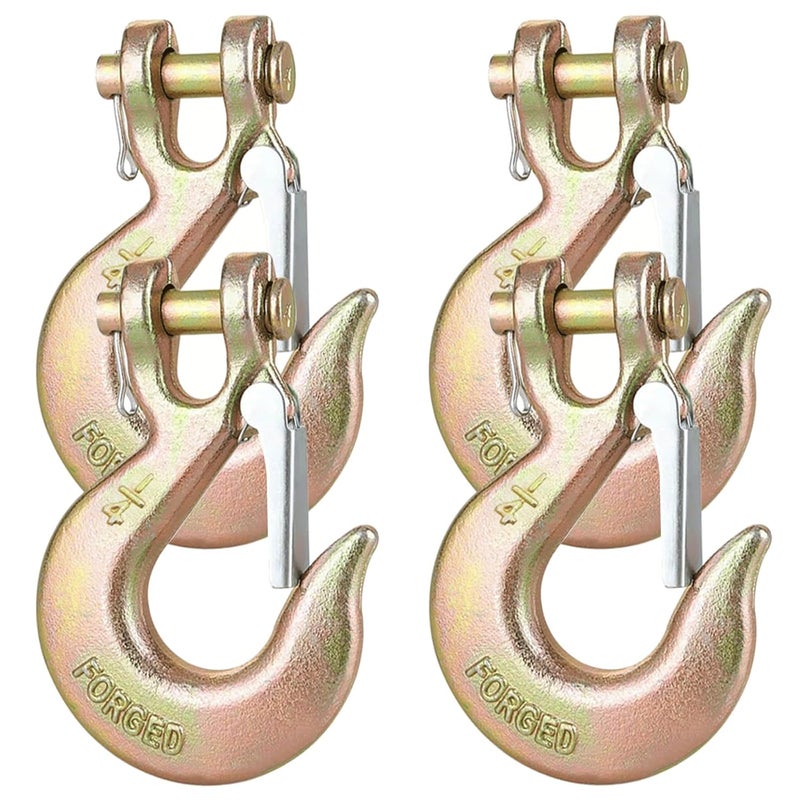 EPHECH 1/4" Clevis Slip Hook with Safety Latch, 4 Pack Heavy Duty Clevis Chain Hook for 1/4" Grade 70 Transport Chain, 12600LBS Capacity for Heavy Load - Image 1