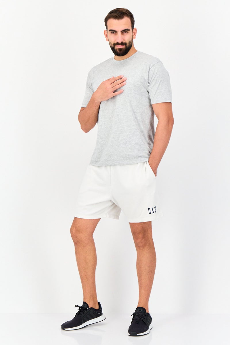 GAP Men Embroidered Logo Basic Shorts, Ivory - Image 2