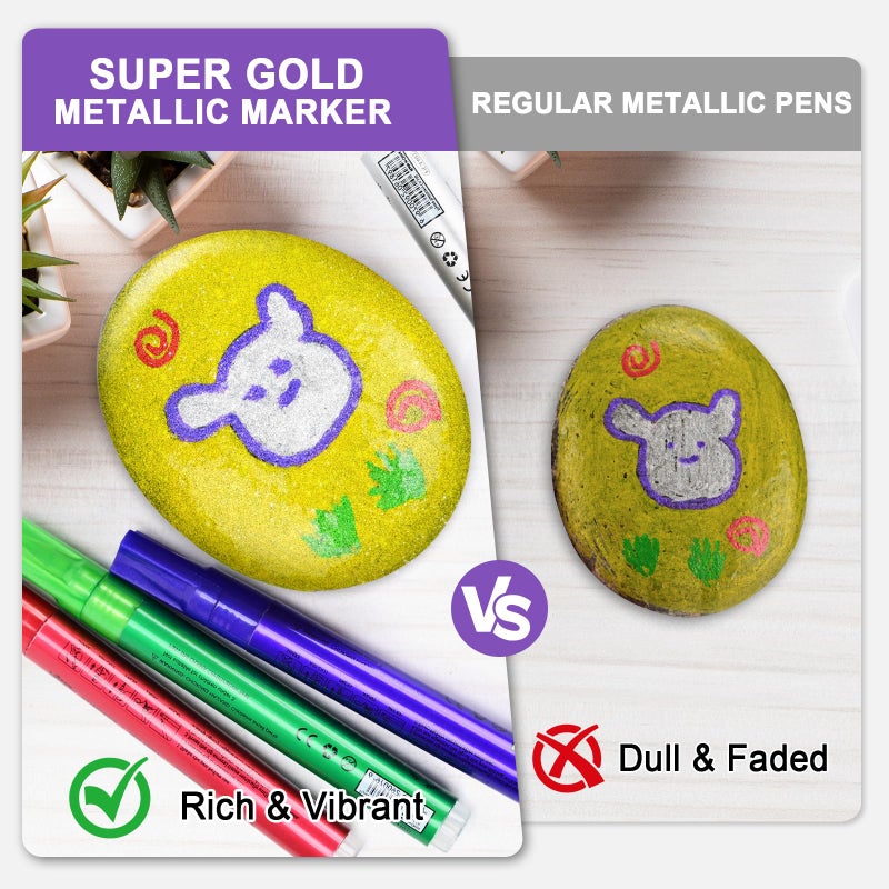 IVSUN Super Golden Metallic Markers, 18 Colors Glitter Acrylic Paint Pens for Black Paper, Rock, Glass, Wood, Scrapbooking, Photo Albums, Card Making, DIY Crafts Supplies, Easter Basket Stuffers - Image 4