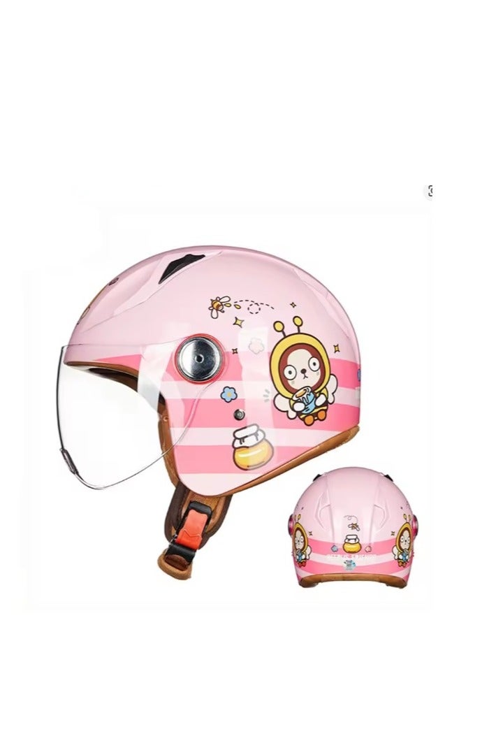 Protective Kids Helmet with Strong ABS shell, Children Half Face Safety Helmet | Protective Face Visor with Scratch Resistant Coating | Dual Density EPS Lightweight & Breathable Helmet, Pink - Image 2