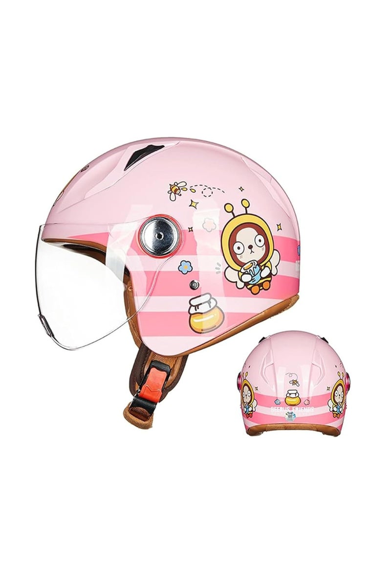 Protective Kids Helmet with Strong ABS shell, Children Half Face Safety Helmet | Protective Face Visor with Scratch Resistant Coating | Dual Density EPS Lightweight & Breathable Helmet, Pink - Image 1