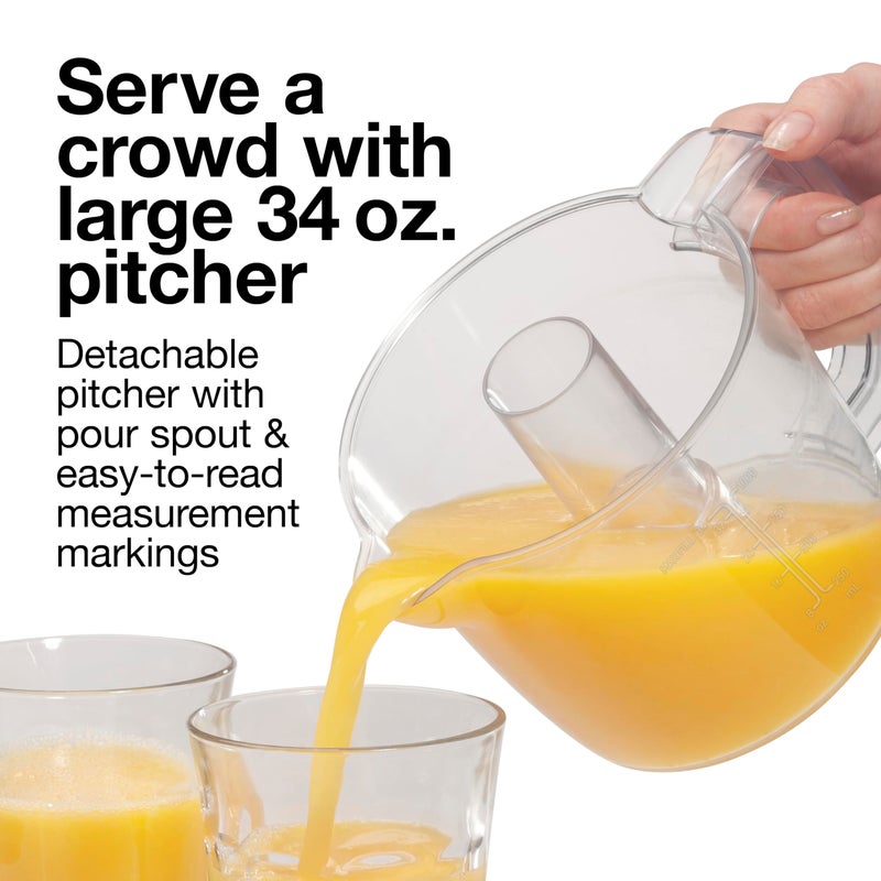 Proctor Silex Electric Citrus Juicer Machine, Large 34 oz. Pitcher, Pressure Activated, 2 Reamers for Big and Small Fruit, Pulp Control, for Orange, Lemon, Grapefruit Juice, White & Green (66340) - Image 5