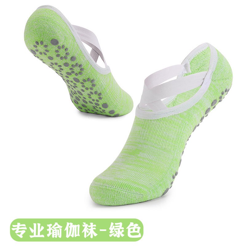 Generic Strap Yoga Socks Non-slip Professional Womens Medium Pilates Socks Short Towel Bottom Fitness Sports Floor Socks 253 green [strap classic, professional yoga socks]]