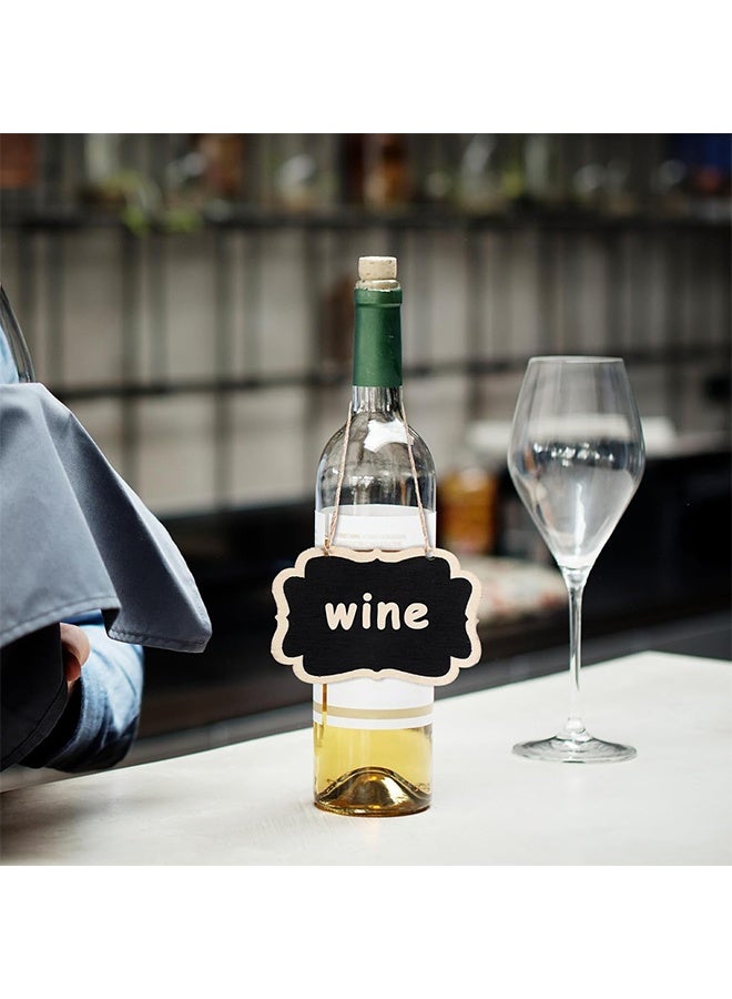 علامات قارورة سبورة سوداء خشبية 10 قطع، لافتات سبورة صغيرة مزدوجة الوجه مع خيط تعليق، لوحات رسائل صغيرة قابلة للمسح، ملصقات لأرقام الطاولات، النباتات وحفلات الزفاف - Image 5