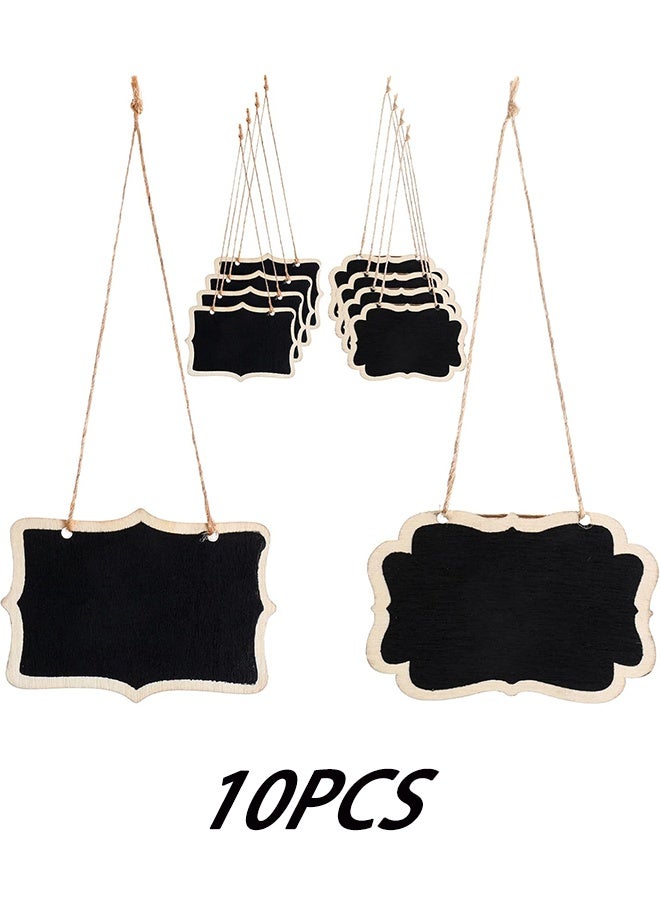 علامات قارورة سبورة سوداء خشبية 10 قطع، لافتات سبورة صغيرة مزدوجة الوجه مع خيط تعليق، لوحات رسائل صغيرة قابلة للمسح، ملصقات لأرقام الطاولات، النباتات وحفلات الزفاف - Image 1