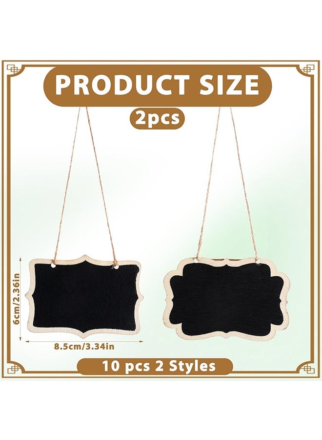 علامات قارورة سبورة سوداء خشبية 10 قطع، لافتات سبورة صغيرة مزدوجة الوجه مع خيط تعليق، لوحات رسائل صغيرة قابلة للمسح، ملصقات لأرقام الطاولات، النباتات وحفلات الزفاف - Image 2