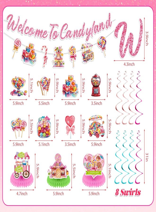 TagreSpike Sweet Candy Party Decorations Welcome to Candy World Banner Colorful Lollipop Hanging Swirls Honeycomb Decor Candys Themed Party Decorations for Sweet Candys Shop Baby Shower Birthday Supplies - Image 3