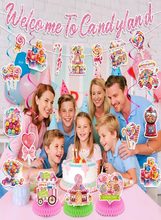 TagreSpike Sweet Candy Party Decorations Welcome to Candy World Banner Colorful Lollipop Hanging Swirls Honeycomb Decor Candys Themed Party Decorations for Sweet Candys Shop Baby Shower Birthday Supplies - Image 2