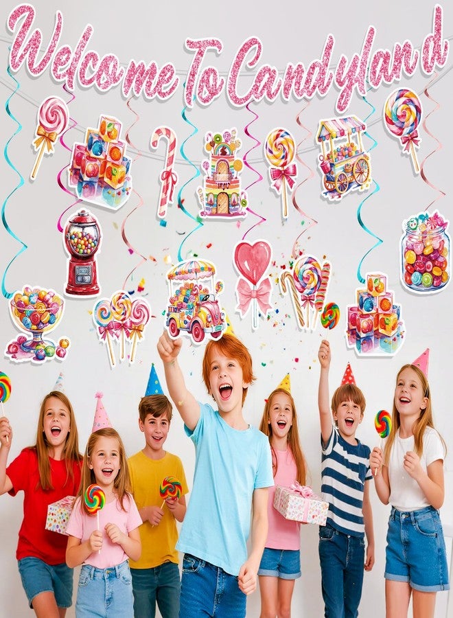 TagreSpike Sweet Candy Party Decorations Welcome to Candy World Banner Colorful Lollipop Hanging Swirls Honeycomb Decor Candys Themed Party Decorations for Sweet Candys Shop Baby Shower Birthday Supplies - Image 5