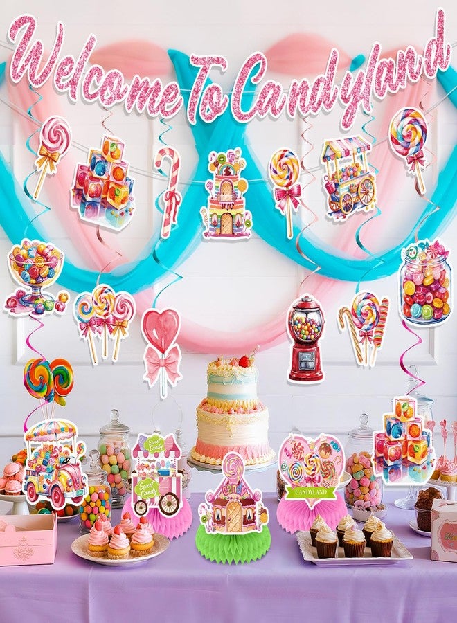 TagreSpike Sweet Candy Party Decorations Welcome to Candy World Banner Colorful Lollipop Hanging Swirls Honeycomb Decor Candys Themed Party Decorations for Sweet Candys Shop Baby Shower Birthday Supplies - Image 4