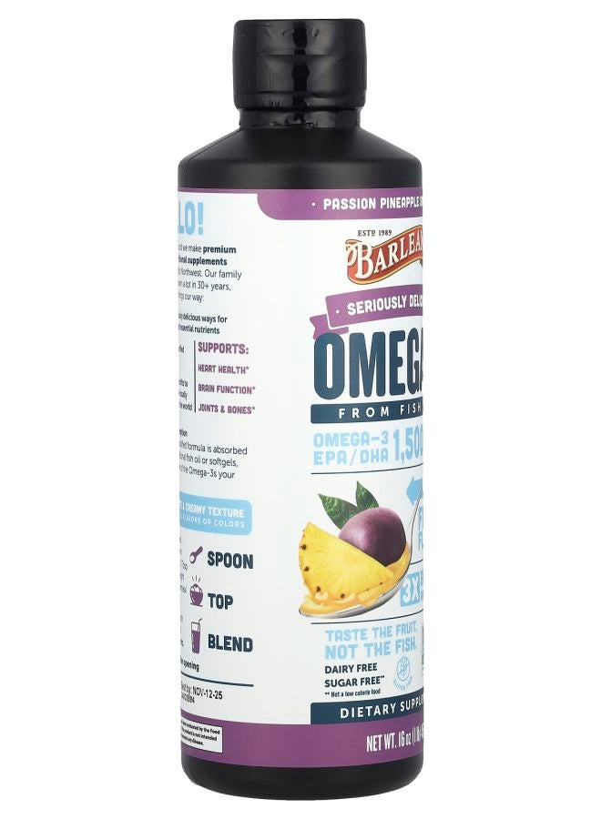 BARLEAN'S Seriously Delicious® Omega-3 From Fish Oil Passion Pineapple Smoothie 16 oz (454 g)  - Image 2
