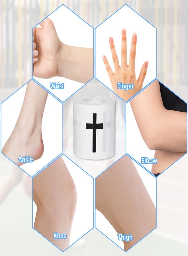 شريطان رياضيان متقاطعان، 2 بوصة × 23 قدمًا، شريط معصم مسيحي للبيسبول، رباط كاحل رياضي مريح وثابت، ضمادات للتنس والكرة الطائرة وكرة السلة والجمباز للرياضيين والمعالجين - Image 4