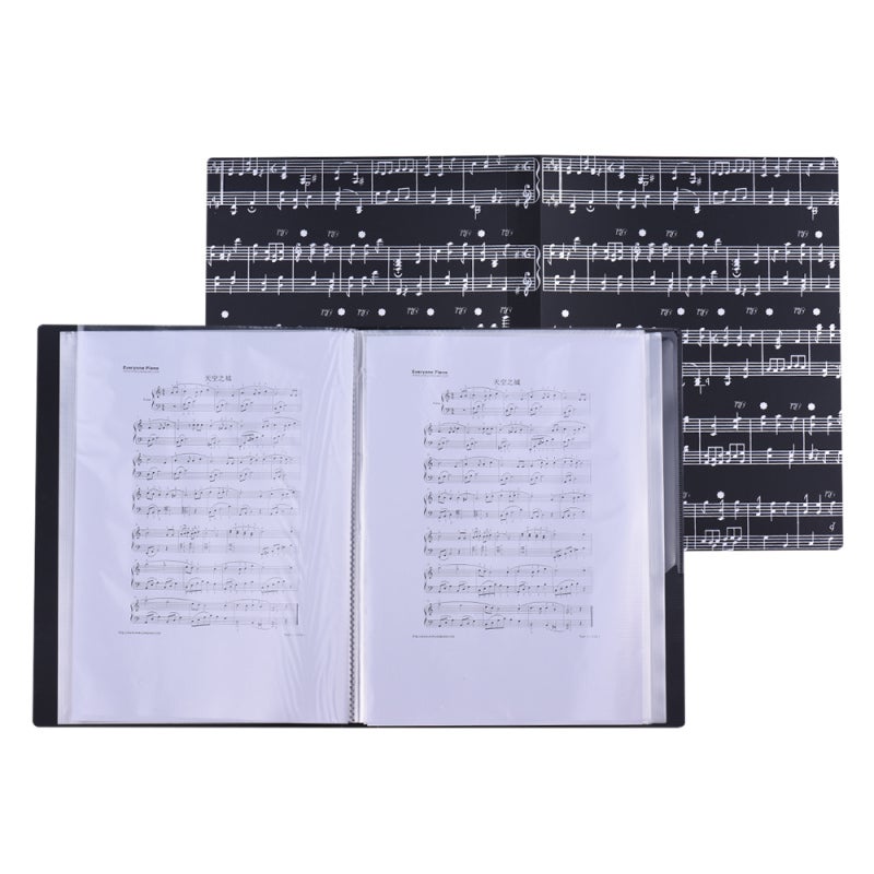 Music Holder: Black 40-Page Durable Stylish Outer Shell - Transparent Water-Resistant Concave-Convex Pocket Sheet Protector for Instrument Players Musicians - Image 3