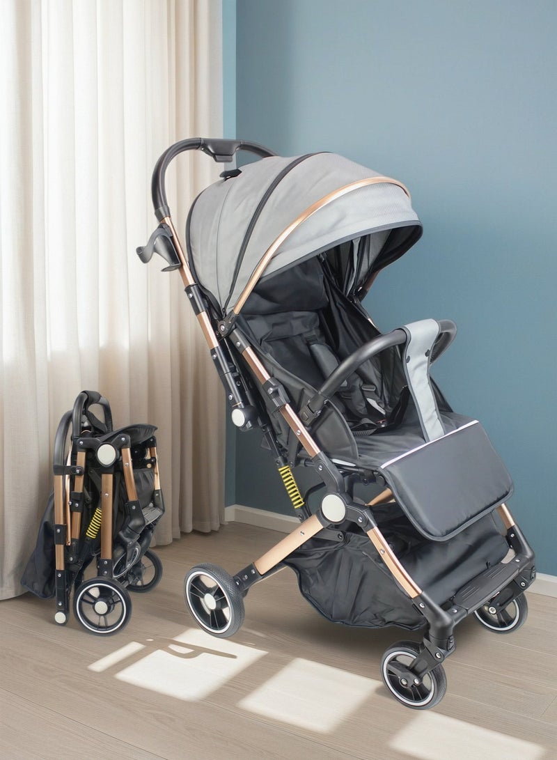 Two-way One-click Foldable Travel Stroller Ultra Lightweight with Comfortable and Shock Absorbent Multi Position Reclining Seat Adjustable Canopy Foldable Storage Basket NO.1105 - Image 1