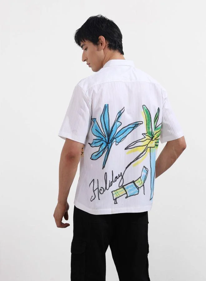 شركة المرآب الهندية Men Boxy Fit Printed Cutaway Collar Half Sleeves Shirt