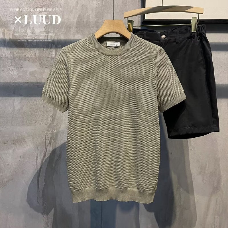 Short-Sleeved T-Shirt Men'S Ins Trendy Brand Hip-Hop Style Round Neck Bottoming Shirt Top Summer - Image 1