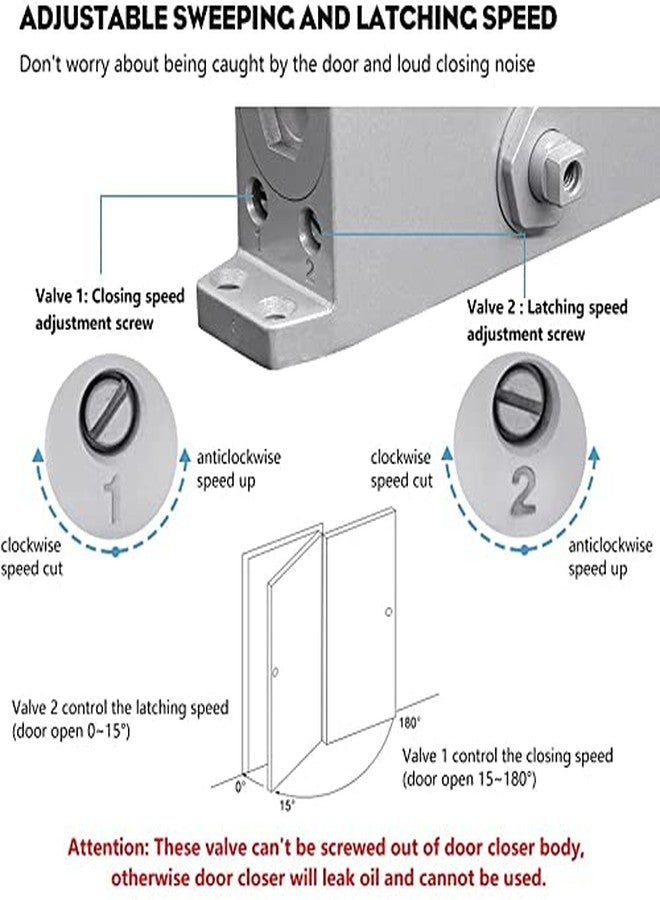 MARIE Automatic Size 2 Door Closer for Residential and Commercial/Adjustable Spring Hydraulic Door Closer for Middle-Weight Door - Image 5