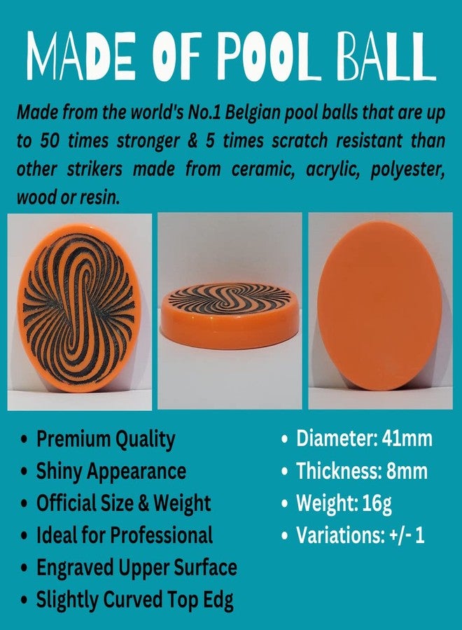 NHD Professional Carrom Striker PROAN808 - Made of Original Pool Ball (Orange), 41 x 41 x 9 mm - Image 3