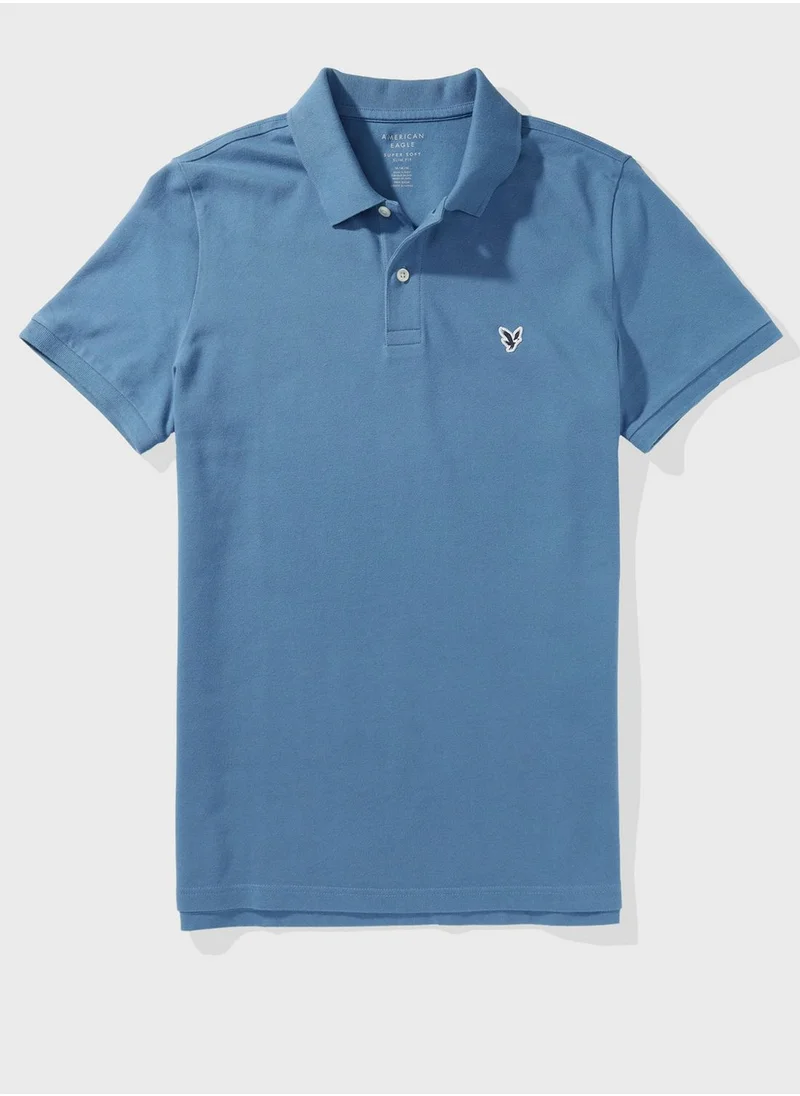 American Eagle Logo Detail Short Sleeve Polo Shirt