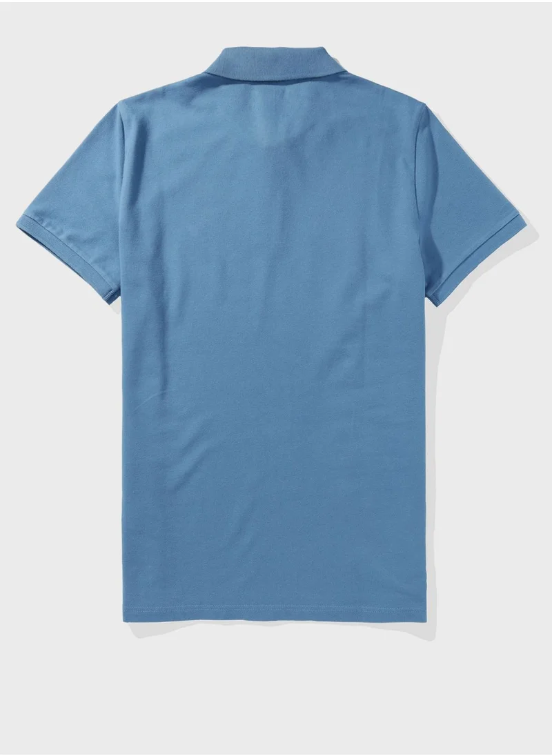 American Eagle Logo Detail Short Sleeve Polo Shirt