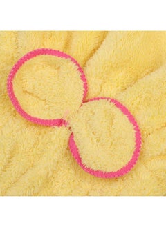 yongsheng Cute Hair Drying Hat Coral Fleece Bow Tie Quick Dry Hair Cap Super Absorbent Shower Cap For Women Long Hair (Yellow)  - Image 4