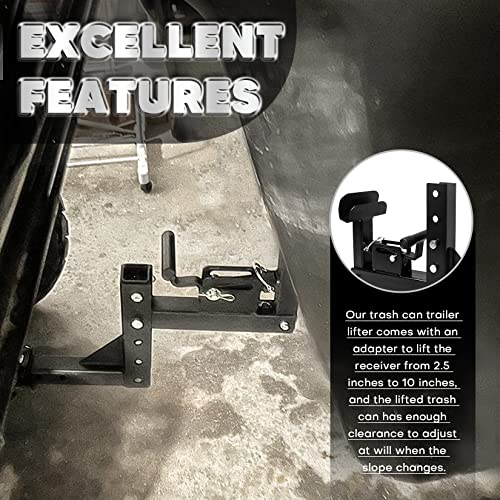 VONLX Adjustable Trash Can Transporter Hitch with Adaper Garbage Can Hauler Towing Hitch Carrier with 2 Hitch Receiver Fits Most Models of TrailersTrucksCarsGolf CartsATVs - Image 3