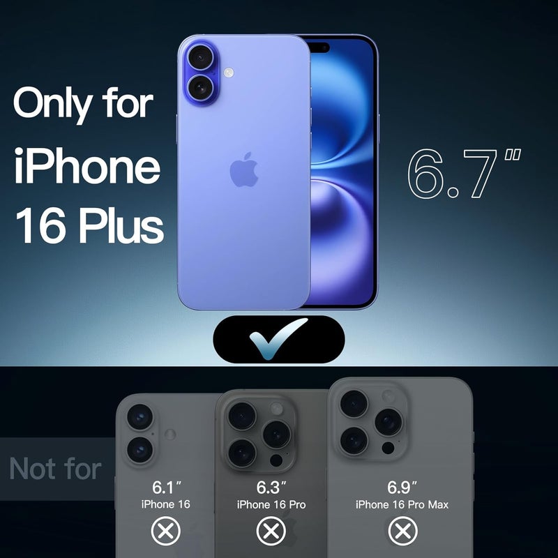 جي تيك حافظة لهاتف iPhone 16 Plus مقاس 6.7 بوصة، غطاء حماية صدمات غير قابل للاصفرار، ظهر شفاف مقاوم للخدوش (أزرق فوق بنفسجي) - Image 2