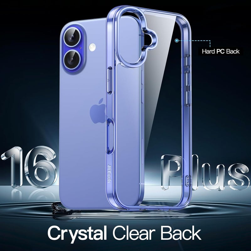 جي تيك حافظة لهاتف iPhone 16 Plus مقاس 6.7 بوصة، غطاء حماية صدمات غير قابل للاصفرار، ظهر شفاف مقاوم للخدوش (أزرق فوق بنفسجي) - Image 3
