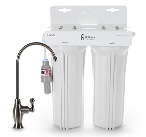 iFilters U200 Premium Drinking Water Filtration System 2 Stage w/Designer Faucet & Protection Valve - Image 1