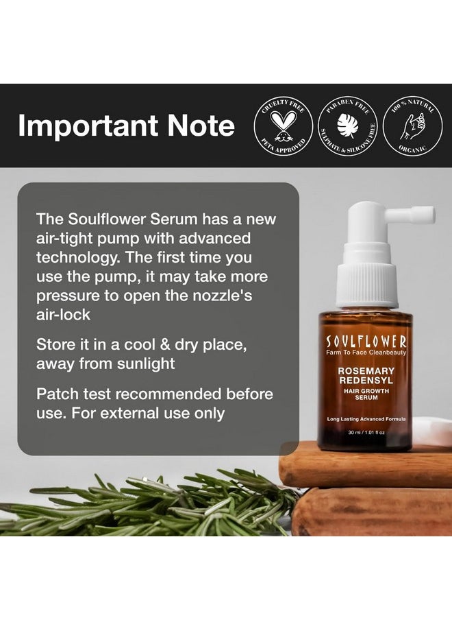 Soulflower - Rosemary Redensyl Hair Growth Serum | 3% Redensyl, 4% Anagain, Melanogray, Caffeine, Biotin, Keratin, Tea Tree, Chia Seeds, Rice Water | Men, Women | 30 Ml (Pack Of 1) - Image 1