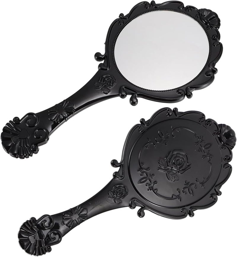 Vintage Compact Handheld Mirror Set of 2 Travel Home Beauty Accessory - Image 1