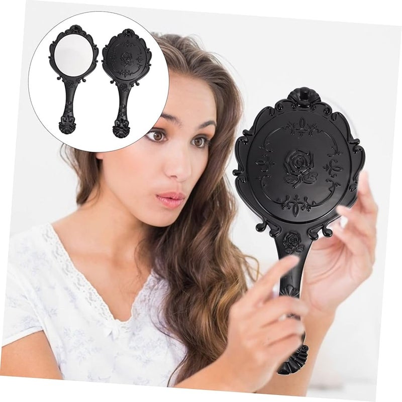 Vintage Compact Handheld Mirror Set of 2 Travel Home Beauty Accessory - Image 2
