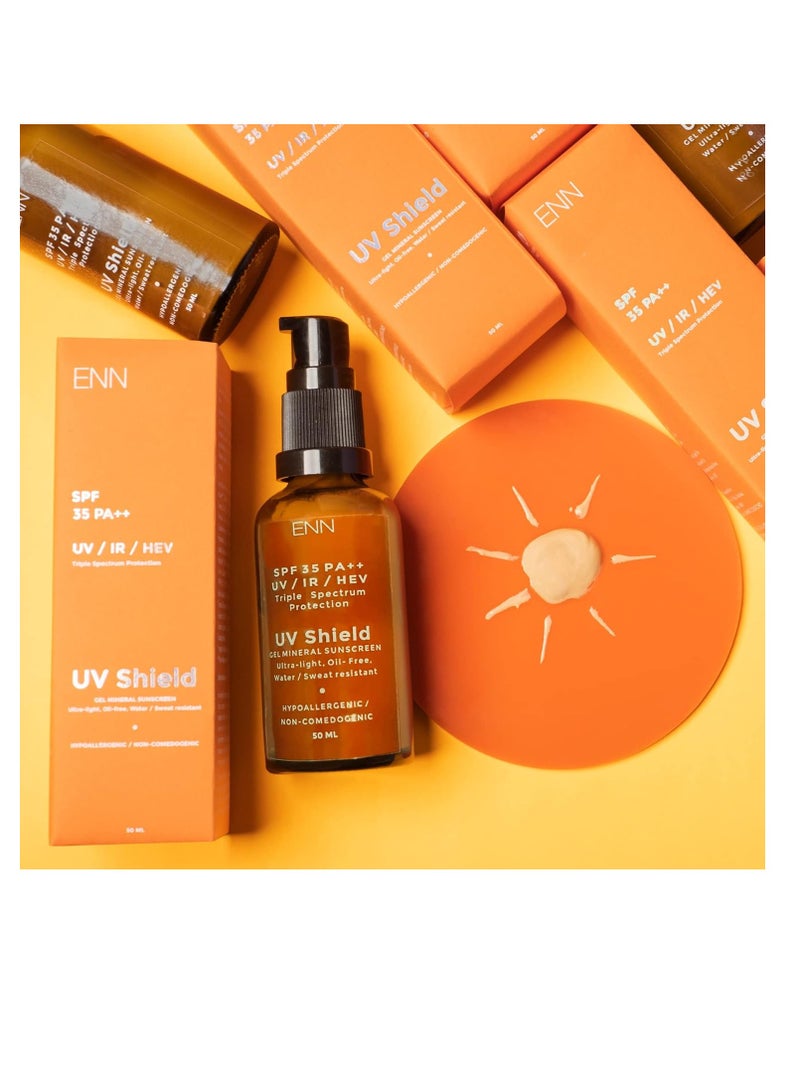 Enn Uv Shield Ultra Light Gel Based Sunscreen With Spf 35 Pa  Triple Specturm Protection from UVA and UVB Rays  Suitable for All Skin Type  50ml - Image 3