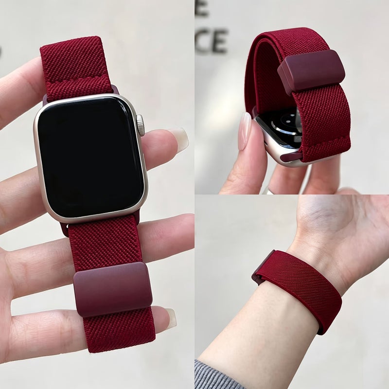 Sport Bands Compatible With Apple Watch Band 49mm 46mm 45mm 44mm 42mm 38mm 40mm 41mm Magnetic Stretchy Nylon Solo Loop For Women Men Dark Gray Series 3 2 1 SE 11 10 9 8 7 6 5 4 Ultra - Image 1