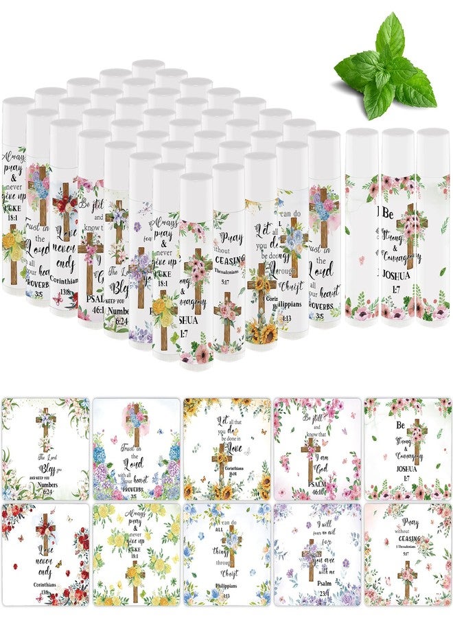 Nlicrst 50 Pcs Bible Verse Lip Balm Bulk Christian Gifts for Baby Shower Faith Religious Inspirational Party Favors Scripture Moisturizing Lip Care Appreciation Gift for Mom Teacher Nurse - Image 1