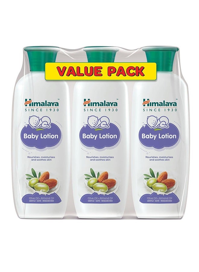 Himalaya Pack Of 3 Baby Quick-Absorbing Daily-Use Lotion - No Parabens, Dyes And Synthetic Colours 3 x 400ml - Image 1