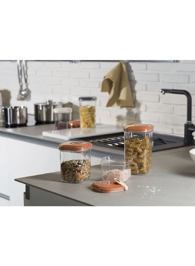 OMADA 3-Piece Pull Box Microwave Proof and Leak Proof Plastic Storage Jar Set Orange and Clear 3 L M6933SI
