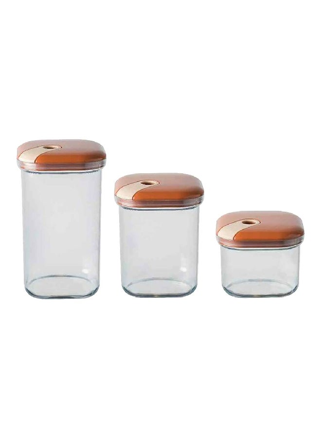 OMADA 3-Piece Pull Box Microwave Proof and Leak Proof Plastic Storage Jar Set Orange and Clear 3 L M6933SI - Image 1