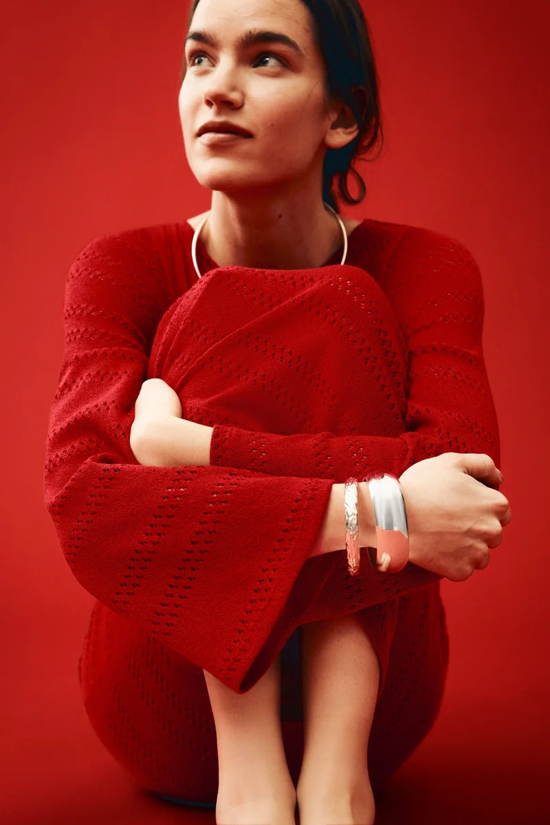 H&M Lacing-detail hole-knit dress