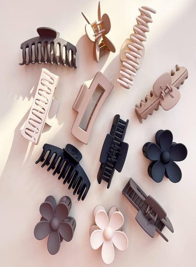 BAKEFY -6 Pcs Hair Claw Clips include 4.1 inch Large Clip and 2 inch Small Clip for Thick Thin Hair, Strong Hold jaw clip Big Non-slip Matte Hair Clips for Women,Neutral Colors… - Image 4