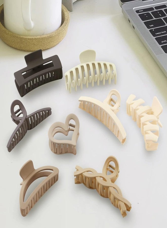 BAKEFY -6 Pcs Hair Claw Clips include 4.1 inch Large Clip and 2 inch Small Clip for Thick Thin Hair, Strong Hold jaw clip Big Non-slip Matte Hair Clips for Women,Neutral Colors… - Image 3