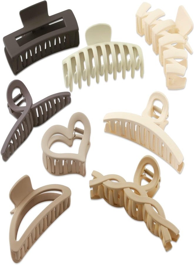 BAKEFY -6 Pcs Hair Claw Clips include 4.1 inch Large Clip and 2 inch Small Clip for Thick Thin Hair, Strong Hold jaw clip Big Non-slip Matte Hair Clips for Women,Neutral Colors… - Image 1
