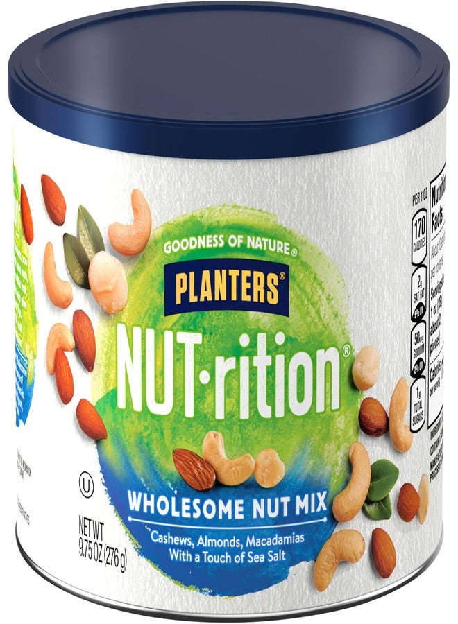 Planters NUT-rition Wholesome Nut Mix with Cashews, Almonds, and Macadamias, 9.75 oz Canister - Image 1