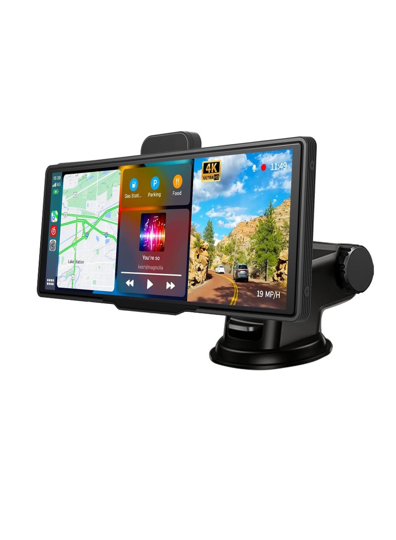 AROAQ Wireless Carplay Screen, 4k HD 10.26 Inch Car Smart Screen Wireless Carplay With Front And Rear Dual Recorders, Durable Android Auto Screen With Cam Recorder Loop Recording, (64G Memory Card) - Image 1