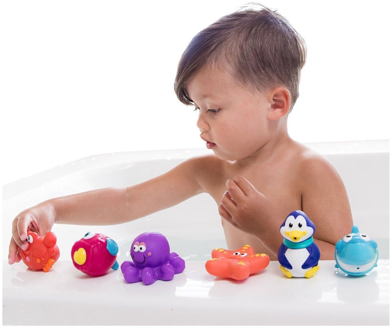 Nuby 10 Count (Pack of 1) Little Squirts Fun Bath Toys, Assorted Characters - Image 3