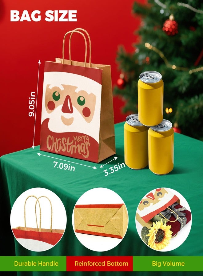 Sipthene 24 Pack Christmas Gift Bags with Handles, Kraft Paper Goody Treat Bags for Holiday Present Wrapping (6 Designs, 9" x 7" x 3.3") - for Xmas Party Favors, Classroom, Wedding Decor Supplies Bulk - Image 3