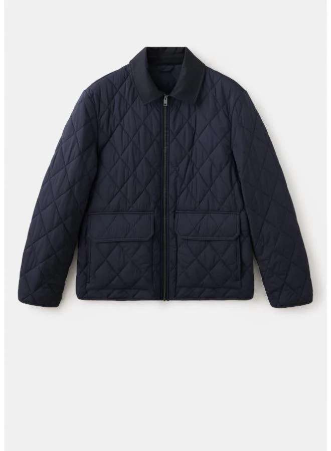Mango Man 57-AZUL NOCHE Quilted Water Repellent Jacket for Men | Best Price UAE