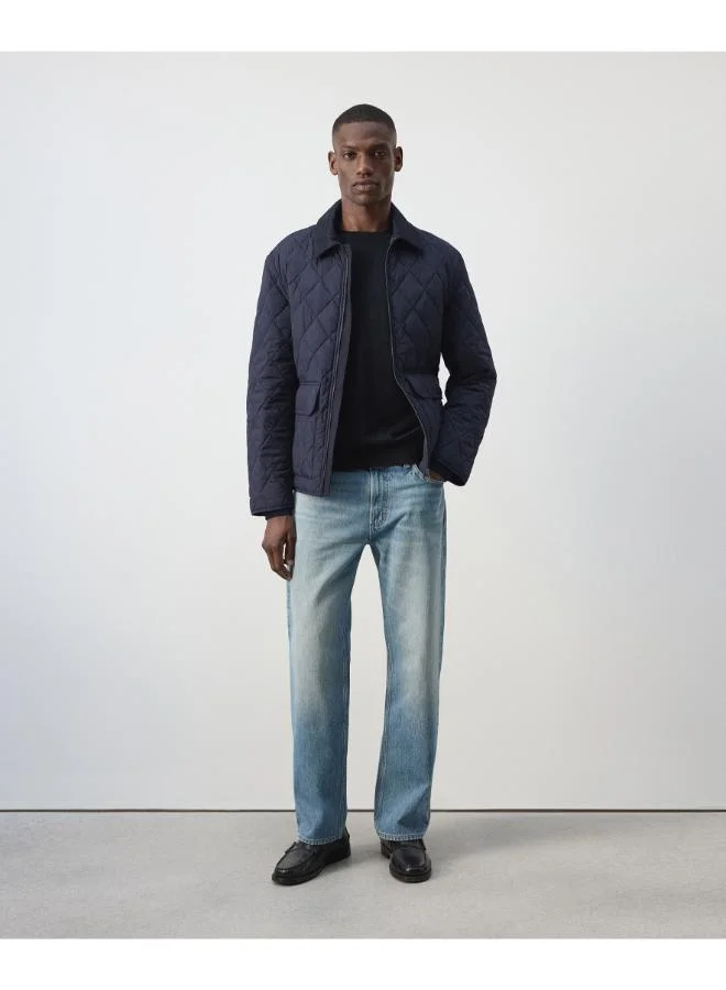 Mango Man 57-AZUL NOCHE Quilted Water Repellent Jacket for Men | Best Price UAE