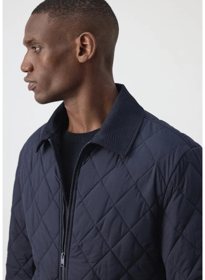 Mango Man 57-AZUL NOCHE Quilted Water Repellent Jacket for Men | Best Price UAE