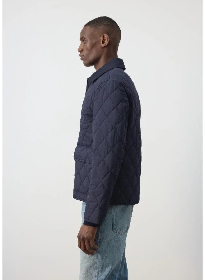 Mango Man 57-AZUL NOCHE Quilted Water Repellent Jacket for Men | Best Price UAE